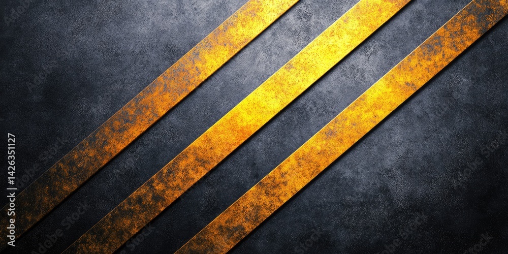 Fototapeta premium Abstract Diagonal Gold Stripes on Dark Gray Gritty Texture