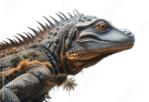 Double Exposure of Wild Spotted Iguana in Landscape