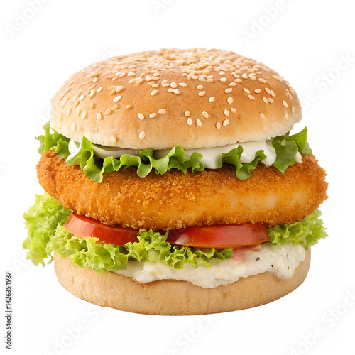 Fish burger isolation on transparent background