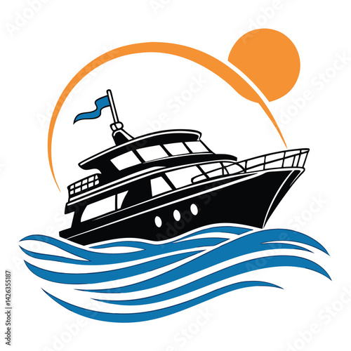 Luxury Yacht Sailing on Ocean Waves under Sunny Sky