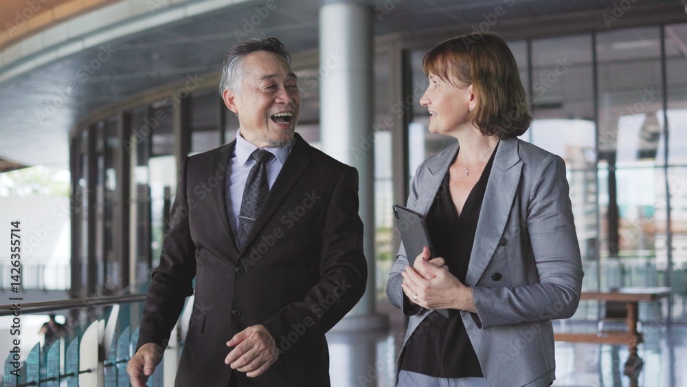 senior businesspeople walking around offices and buildings senior businesspeople walking around offices and buildings