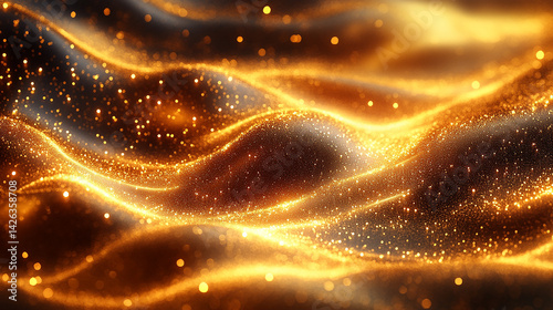 Dynamic golden light patterns with a shimmering, sparkling effect and a sense of movement.