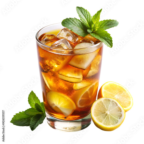 Iced tea isolated on white background