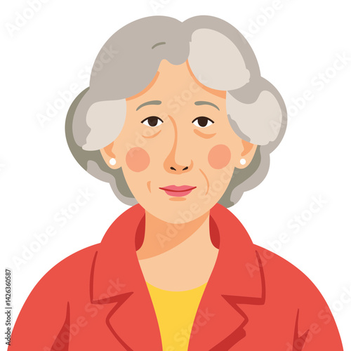 Elderly woman in old coat. Senior lady in warm jacket. Retired woman wearing winter clothes. Old woman in vintage overcoat. Elderly set