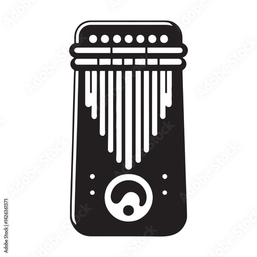 Handheld Kalimba silhouette, melodic resonance in your hands – Kalimba illustration – Minimalist Kalimba vector – Musical instrument silhouette

