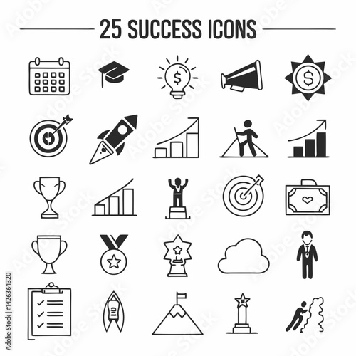 success symbols, achievement graphics, business growth