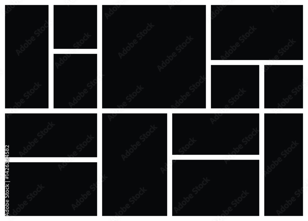 Modern photo collage grid template with a portfolio design. Background and mosaic frame layout perfect for social media, websites, and digital projects. This versatile picture collage with mood board Modern photo collage grid template with a portfolio design. Background and mosaic frame layout perfect for social media, websites, and digital projects. This versatile picture collage with mood board