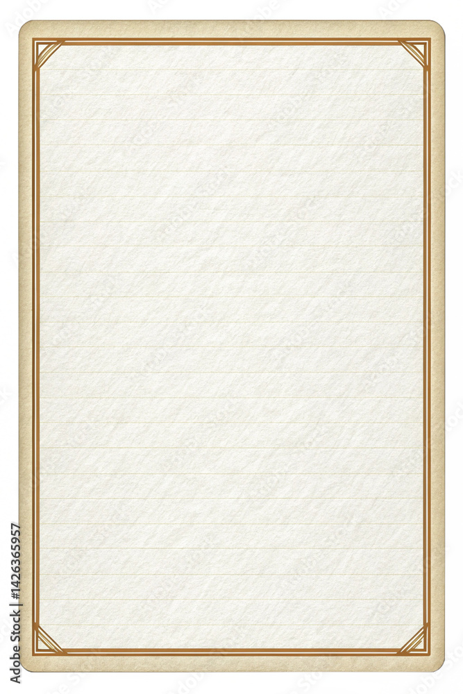 Lined paper texture with decorative border isolated on a white background Lined paper texture with decorative border isolated on a white background
