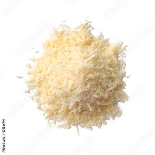 Parmesan cheese grated isolated on white, top view --v 7.0