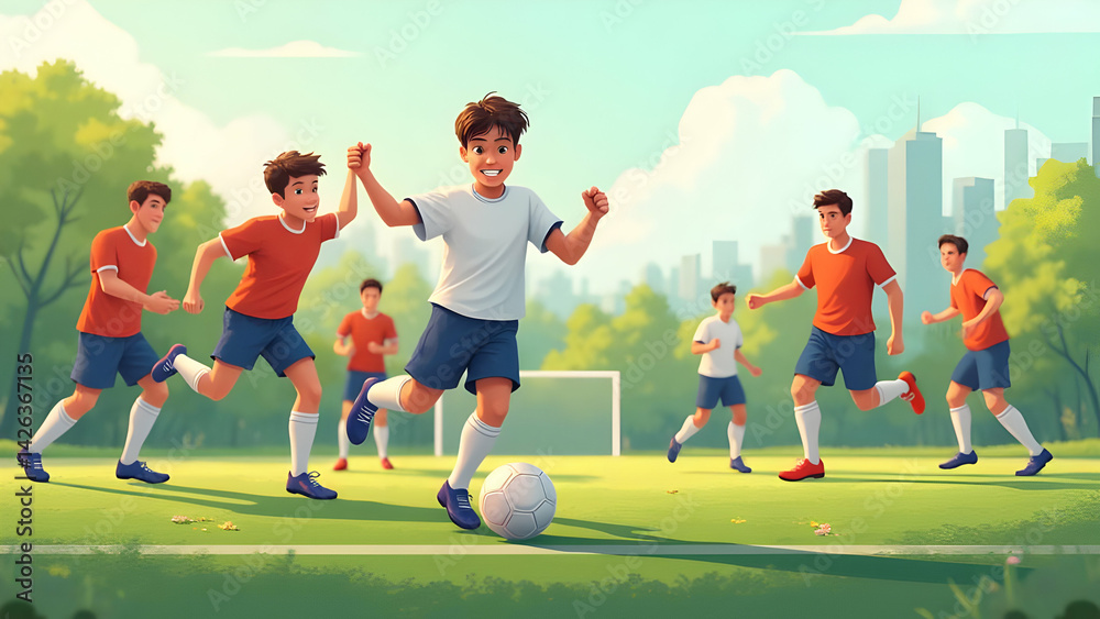 Fototapeta premium soccer players in the field