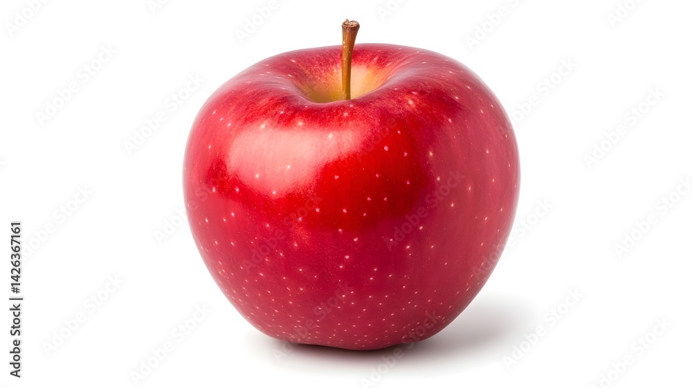 Bright Red Apple with Shiny Surface, Symbolizing Health and Nutrition Bright Red Apple with Shiny Surface, Symbolizing Health and Nutrition
