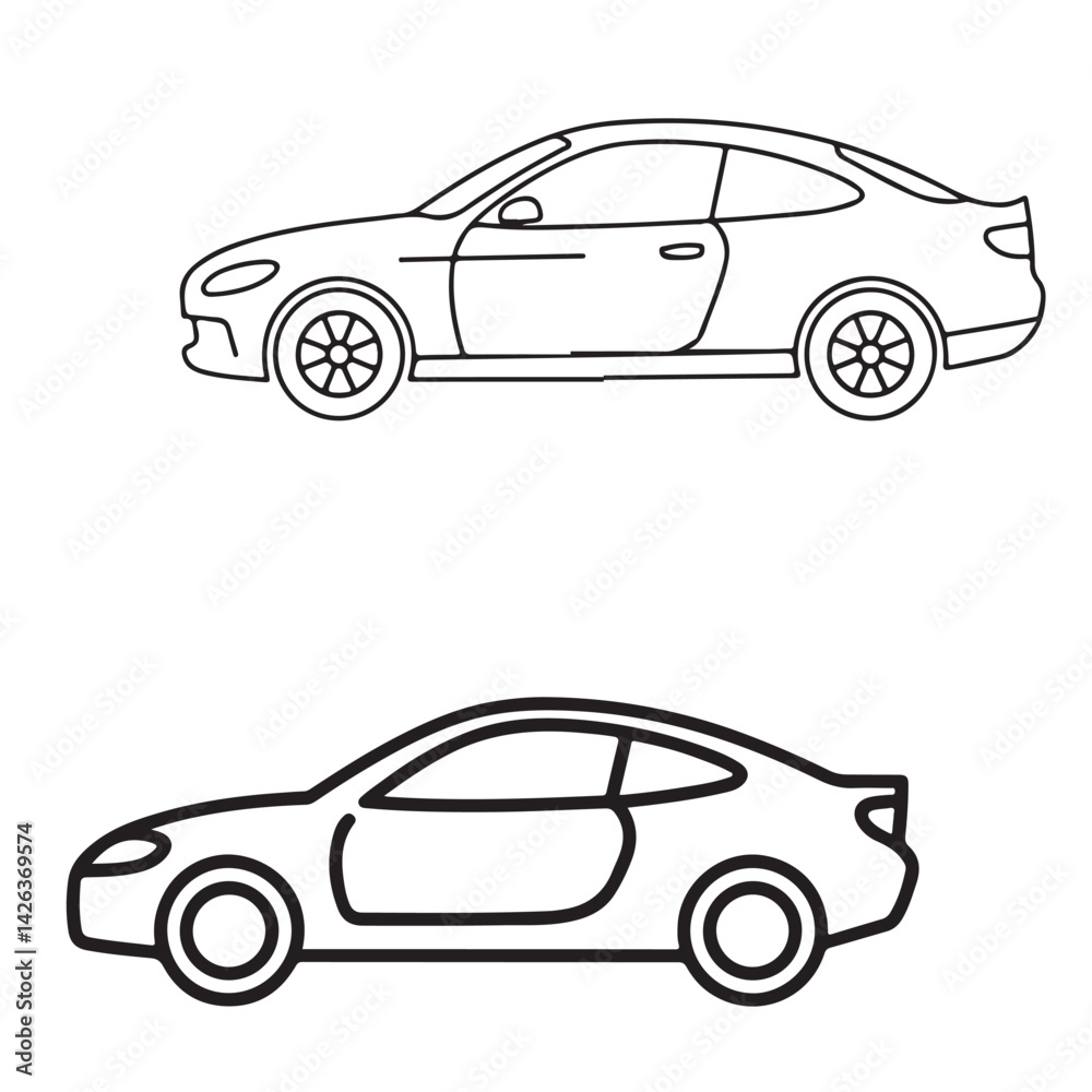 Fototapeta premium car icons line art outline black vector various silhouettes 