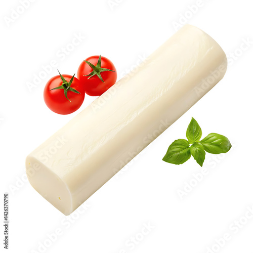 Fresh mozzarella stick with cherry tomatoes and basil. photo