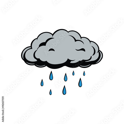 A gray rain cloud with blue raindrops, symbolizing sadness or emotional lows
