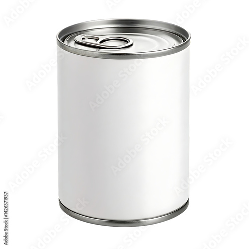Blank tin can mockup for food label design.