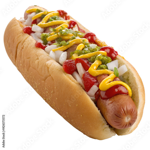 Jumbo hot dog isolation on transparent background