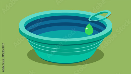 A collapsible travel water bowl made from silicone reducing plastic waste.. Vector illustration