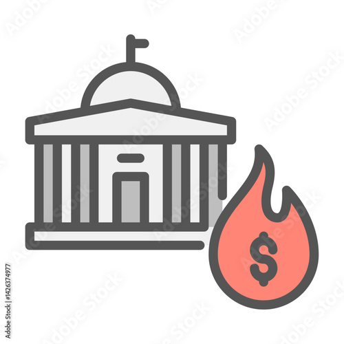 Political corruption filled outline icon. government fraud color line illustration.