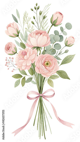 Soft Pastel Roses, Transparent background