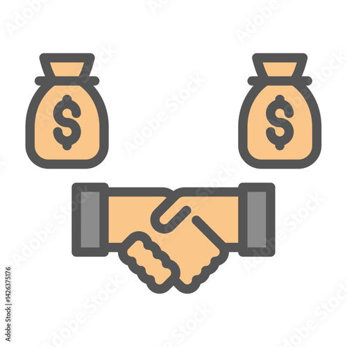 Bribe filled outline icon. deal color line illustration.