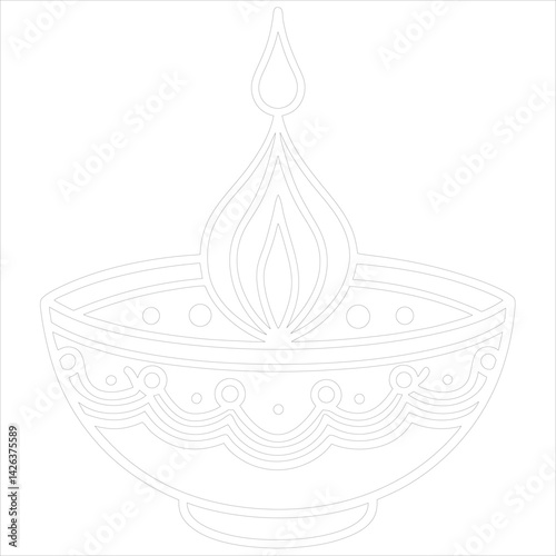Diwali Lamp Silhouette Vector Elegant Line Art for Festival Designs