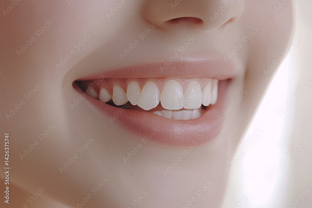 Fototapeta premium Macro of the mouth of a child with two missing incisors