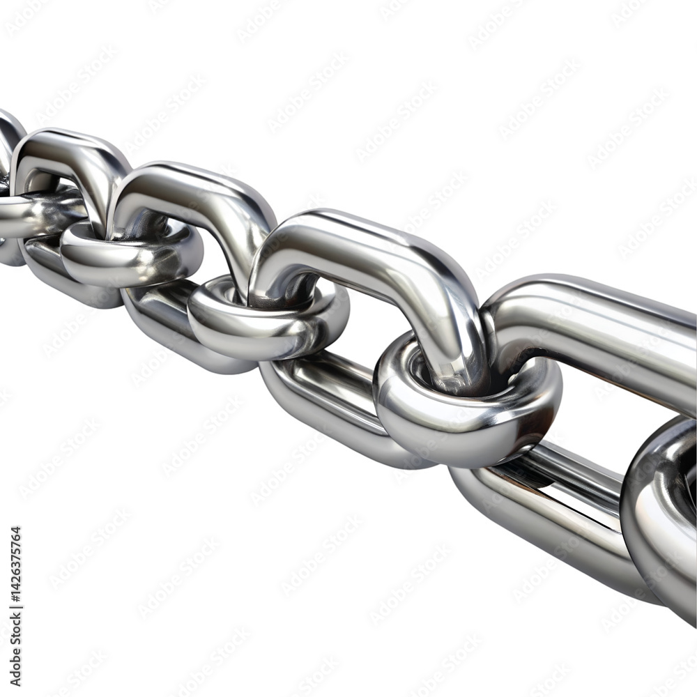 Fototapeta premium Horizontal straight chain isolated on white background