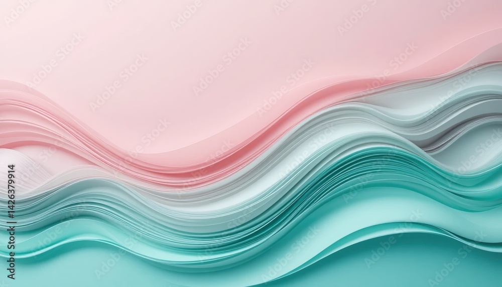 Fototapeta premium Dynamic paper waves in soft pastel colors abstract art composition studio setting modern aesthetic overhead view artistic inspiration