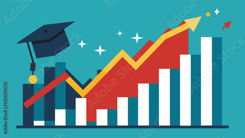A crumbling line graph showing the negative impact of defaulted student loans on personal and national economic growth.. Vector illustration