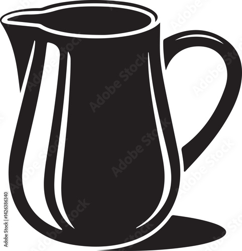 Elegant Black And White Pitcher Vector Illustration For Beverage Service Needs