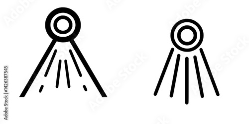 Icon set featuring two distinct light beam designs showcasing minimalism and modernity in visual representation for various applications