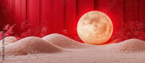 Full Moon over Red Curtains and Sandy Hills