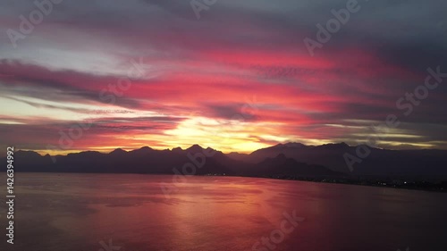 Red sunset over the sea