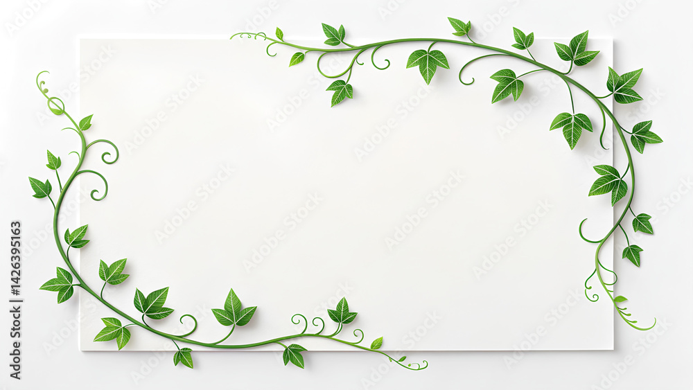 Blank White Card Framed by Delicate Twining Ivy Vines for Text or Logo. Blank White Card Framed by Delicate Twining Ivy Vines for Text or Logo.