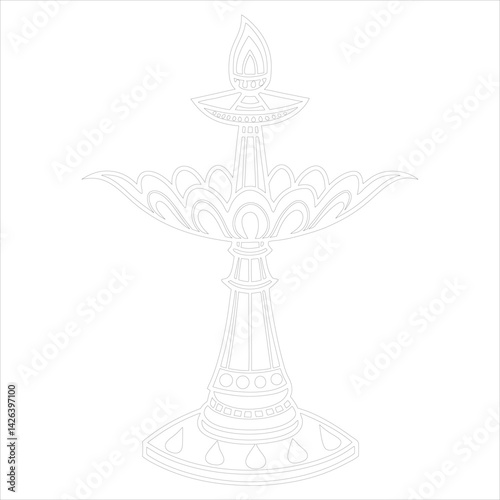 Diwali Lamp Silhouette Vector Elegant Line Art for Festival Designs