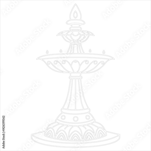 Diwali Lamp Silhouette Vector Elegant Line Art for Festival Designs