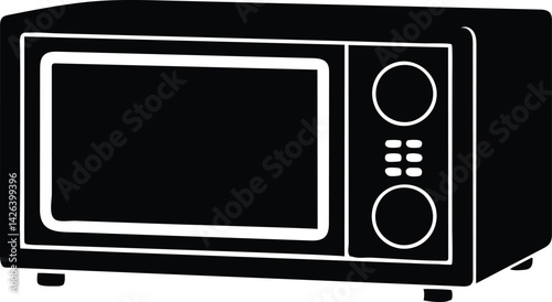 micro oven silhouette vector illustration