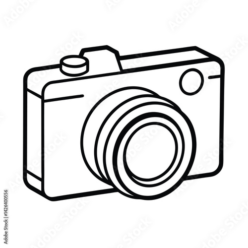 Minimalist line art illustration of camera for photography and creative projects