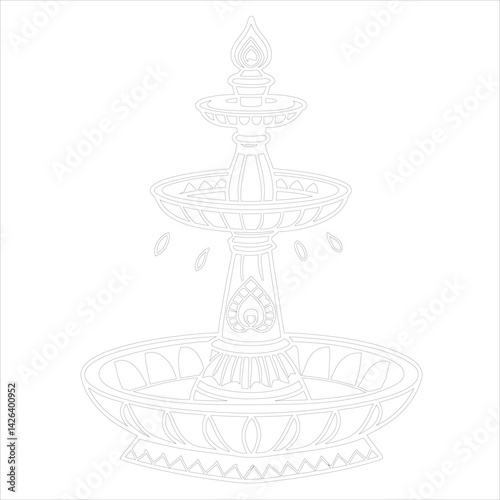 Diwali Lamp Silhouette Vector Elegant Line Art for Festival Designs