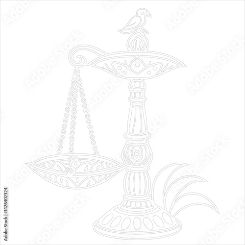 Diwali Lamp Silhouette Vector Elegant Line Art for Festival Designs