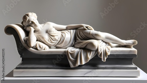 Obraz na płótnie Marble sculpture of a reclining figure displayed in an art gallery w salonie