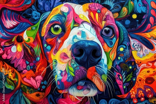 Obraz na płótnie A dog blending seamlessly into a vibrant ju w salonie