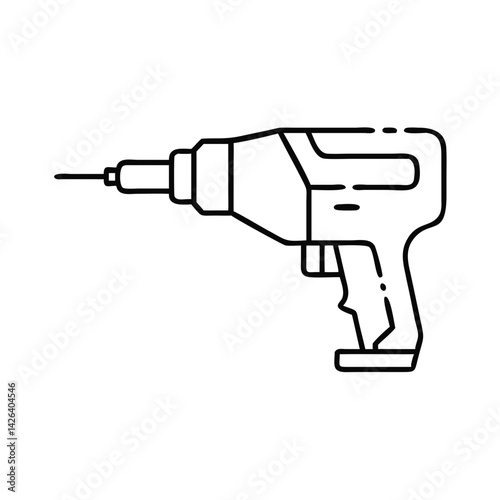 Electric drill illustration in minimalist style, vector illustration