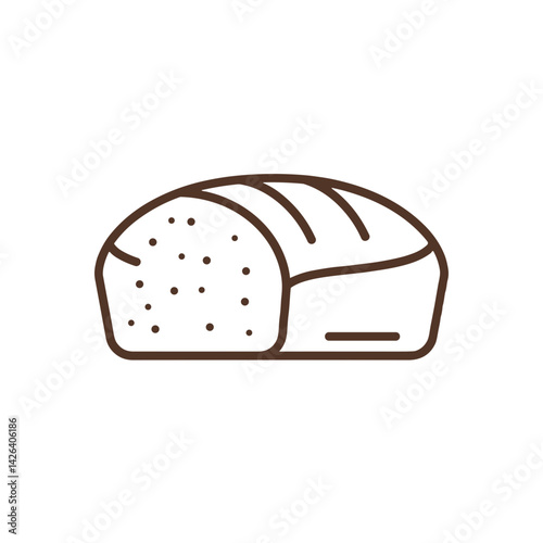 Bread loaf illustration in minimalist style on white background  