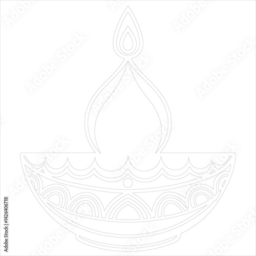 Diwali Lamp Silhouette Vector Elegant Line Art for Festival Designs
