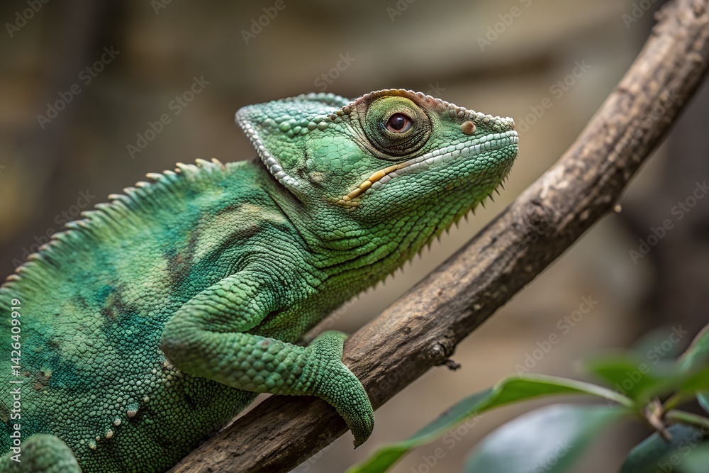 green chameleon on a branch green chameleon on a branch