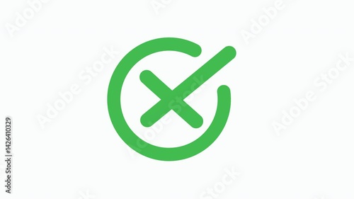 Animated of X mark within a partial circle. Dynamic cross sign for cancellation, deletion, or negative selection in UI/UX. with alpha channel only 4k.
