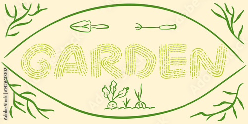 gardening farming clipart doodle simple village green nature agriculture garden tools collection vector