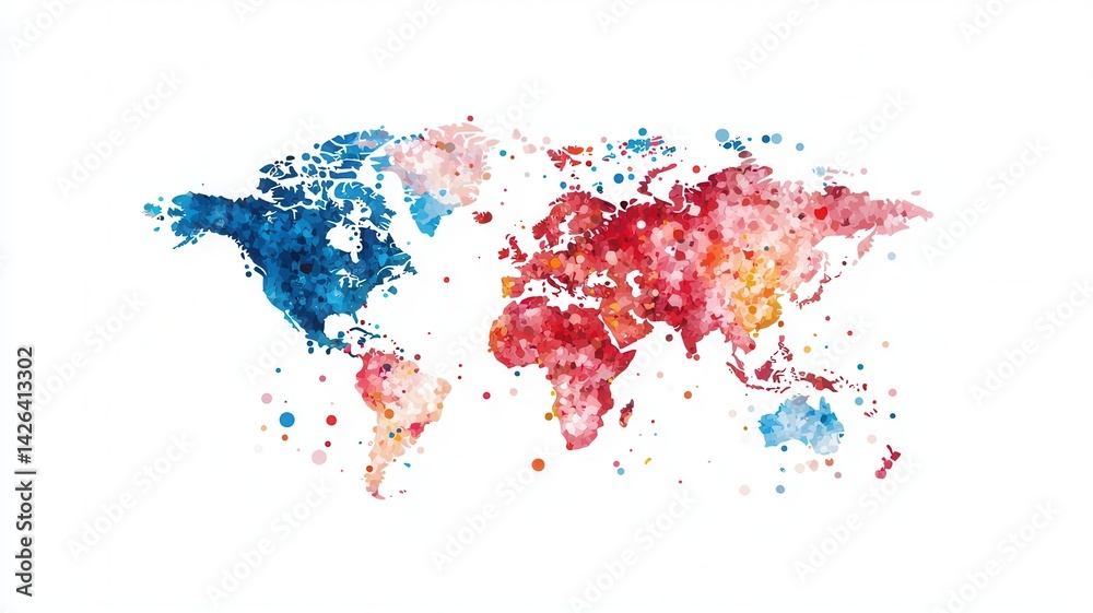 Polygonal world map illustrating global connections, diversity, and cooperation across borders Polygonal world map illustrating global connections, diversity, and cooperation across borders