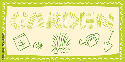 gardening farming clipart doodle simple village green nature agriculture garden tools collection vector